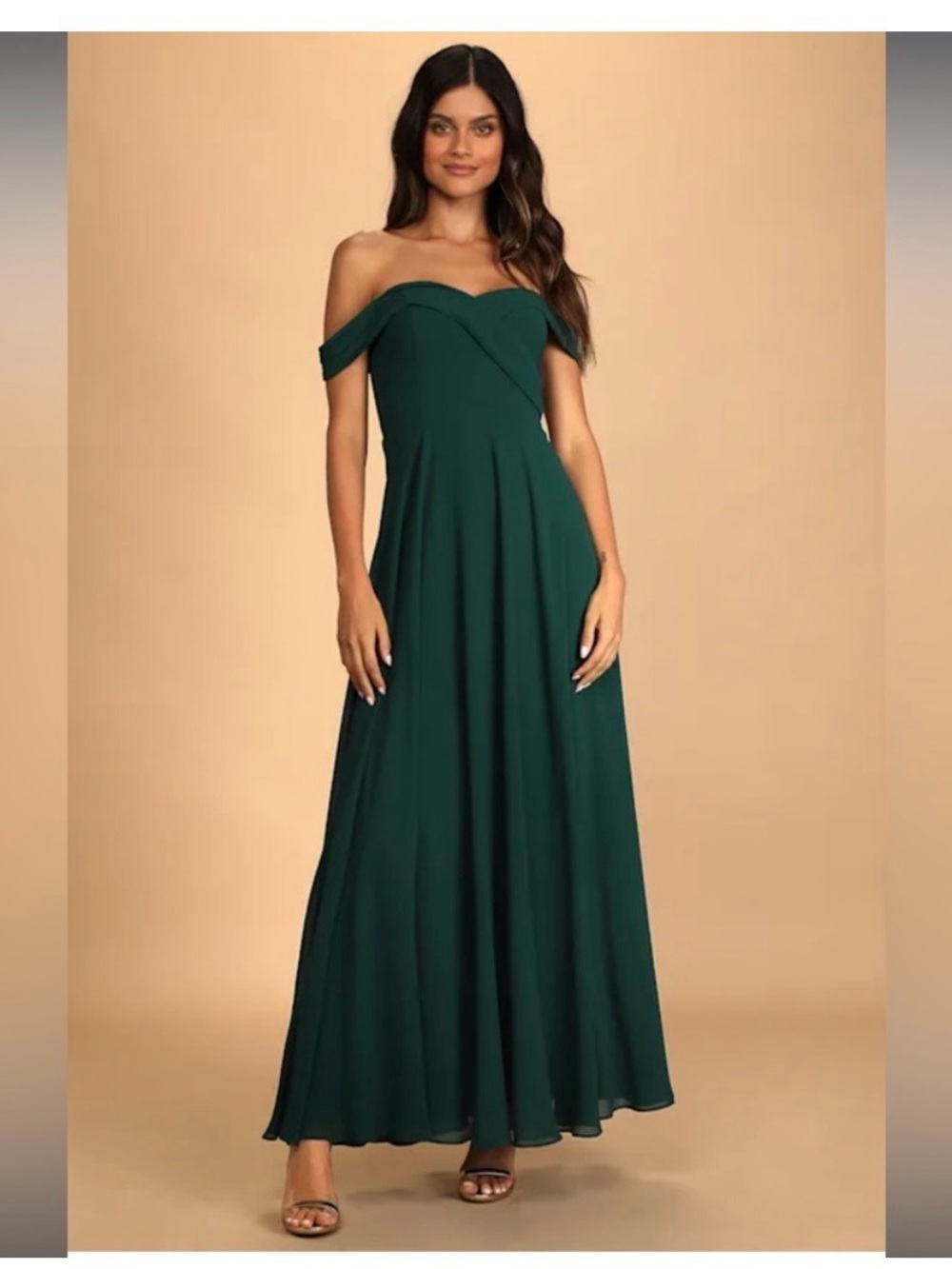 Lulu's Off-Shoulder Hunter Green Maxi Dress